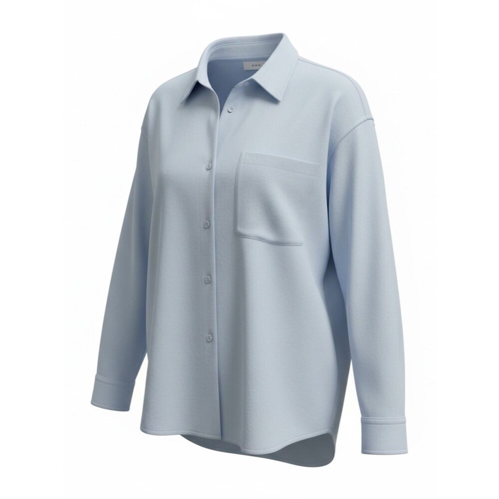 Mable Light Blue Button-Up w/Split Side Tunic Style Back Shirt Women’s XL